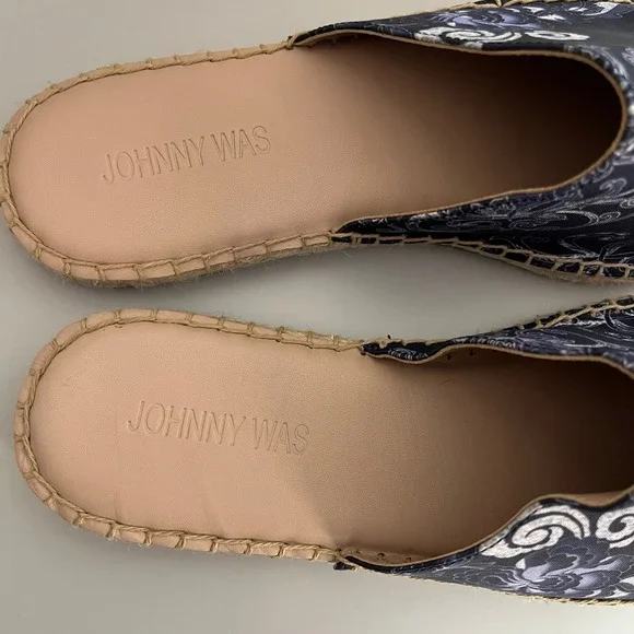 Johnny Was Olivia Mule Espadrille Blue Floral Women's Size 9.5 - Picture 3 of 6
